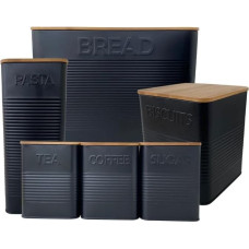 Duonos dėžės konteineriai Sausainių skardinės Arbatos, kavos, cukraus skardinės Sandėliavimo rinkinys Juoda 