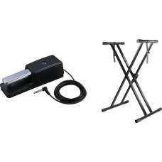 Roland DP-10 Damper Pedal & RockJam Xfinity Doublebraced Pre Assembled Keyboard Stand with Locking Straps