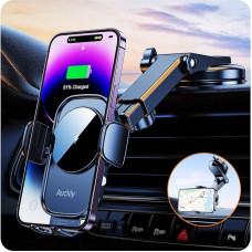 Auckly Mobile Phone Holder Car with Charging Function, Smart Sense: Qi 15W Fast Wireless Charger Car Inductive Charging Induction Car Charger for iPhone 12 13 14 15 16 Pro Max Mini Plus (Black)