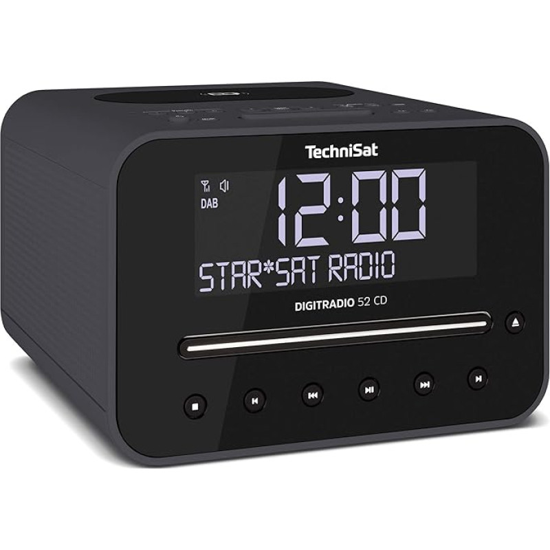 TechniSat TECHNIRADIO 40, DAB+ Radio Alarm Clock, DAB, FM, Alarm Clock With Two Adjustable Alarm Times, Sleep Timer, Snooze Function, Dimmable LCD Display, USB Charging Function