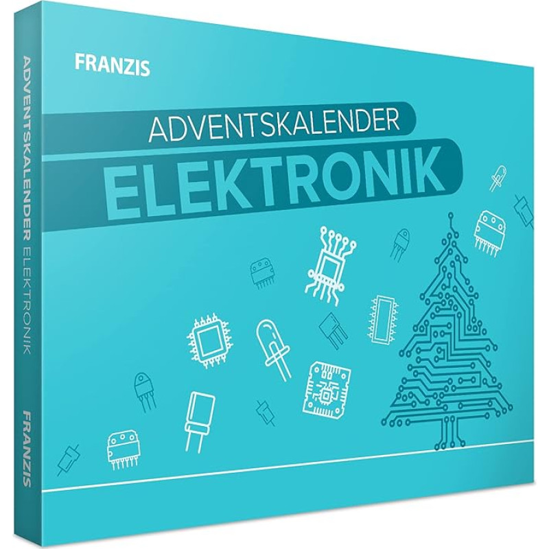 FRANZIS 67400 Electronic Advent Calendar, 24 Exciting Experiments for Electronics, Complete Set with Board and Components, Includes 31-Page Companion Book, Multi-Coloured