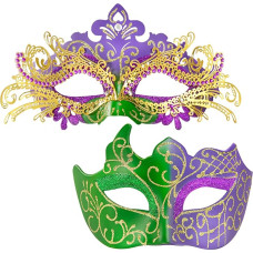 MYSEUNI Carnival Mask for Women Men Venetian Carnival Mask Shiny Rhinestone Mask Party Mask Set Mardi Gras