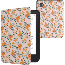 kwmobile Flip Case Compatible with Kobo Clara 2E / Tolino Shine 4 Case - eReader Case - Yellow Flowers Yellow Green Beige