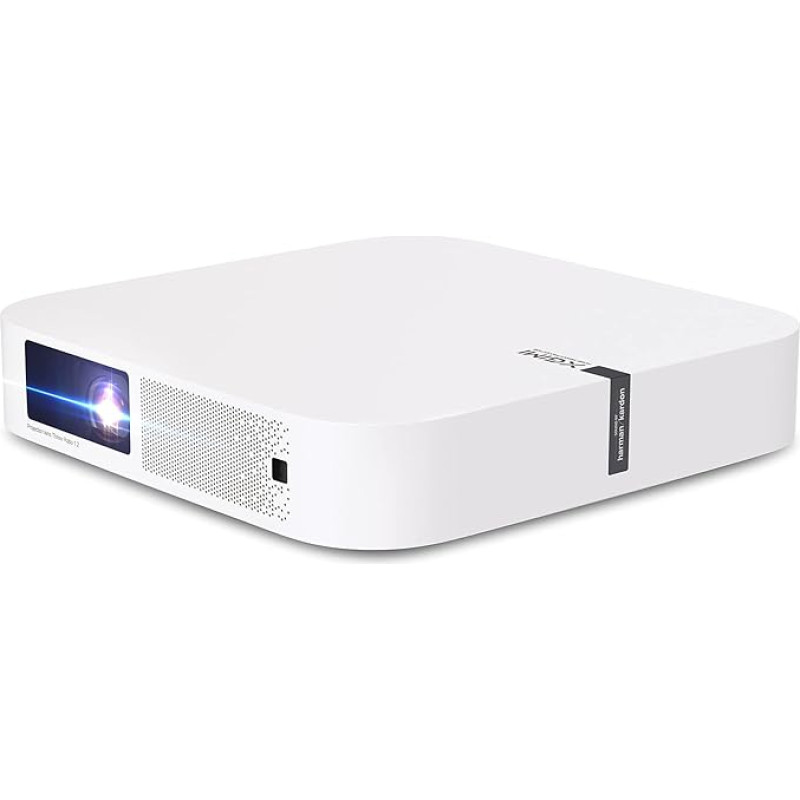 XGIMI Elfin Mini Projector Full HD, 1080p Android TV 10.0 Home Projector, 600 ISO Lumens with Integrated Harman Kardon Speakers, Autofocus, WiFi Bluetooth, 3_5_mm_Audio