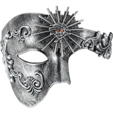 Venetian Retro Phantom Party Rhinestone Mask Luxury Masquerade Mask Carnival Christmas Easter (Black Silver)