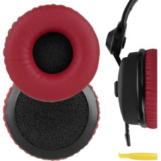 Geekria QuickFit Replacement Protein Leather Ear Pads for Sennheiser HD25, HD25SP, HD25 Lite, HD25 Plus, HD25 Limited 75th Anniversary Edition Headphones Headset Ear Pads (Red)