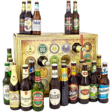 Bier Adventskalender Welt und Deutschland, MEHRWEG 24 Flaschen Bier, Geschenk mit Bieren aus aller Welt & Deutschland+ Bieradventskalender