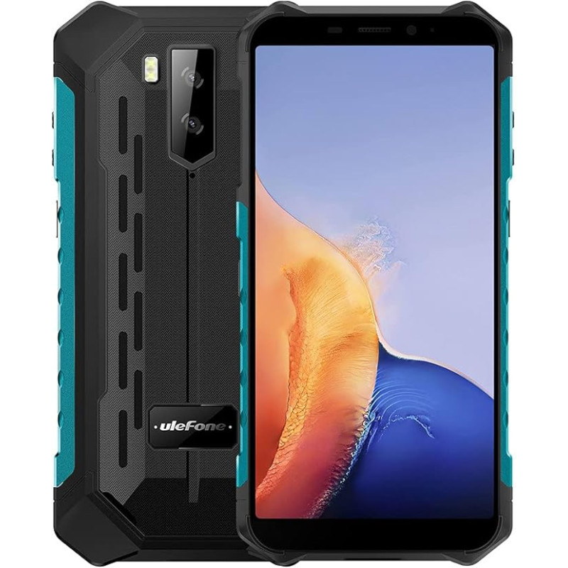 Ulefone Armor X9 Android 11 4G Outdoor Mobile Phone Without Contract, Octa-Core 3GB + 32GB, 5.5 Inch IP68 Robust Smartphone, Dual SIM, 13MP Underwater Triple Camera, 5000mAh, Face Unlock, NFC Green