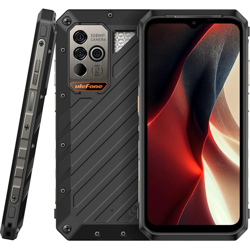 Ulefone Power Armor 18 Ultra 5G Outdoor Mobile Phone Without Contract, 108MP Camera, Dimensity 7050 24GB + 512GB, Instant Read Thermometer, 6.58 Inch 120Hz FHD+, IP68 IP69K Android 13 Smartphone, 9600