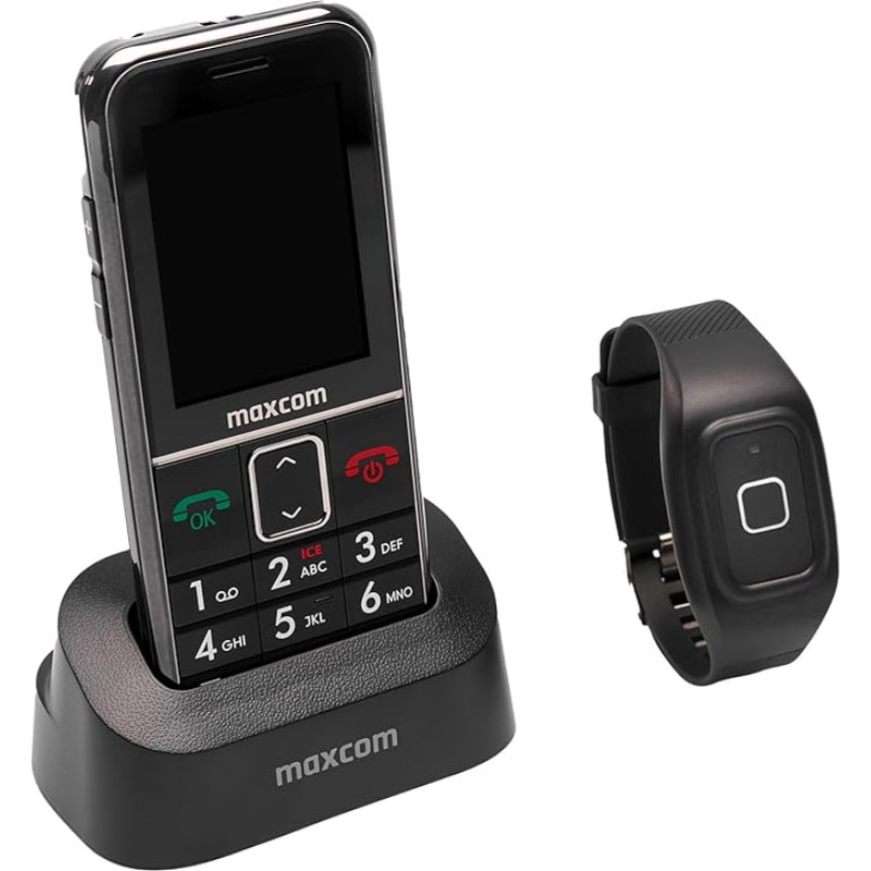 MaxCom MM735BB: Senior Mobile Phone with Waterproof Emergency Call Bracelet and GPS Tracking without Contract; Emergency Call Phone with Large Buttons and Wireless Emergency Call Button; SOS House Emergency Call Mobile Phone for Seniors with Helpline Firm