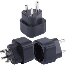 Europe to India/Sri Lanka Plug Adapter, EU Schuko Plug Fit to India/Sri Lanka Socket, Europe/Germany/French Type C/E/F Plug to Type D Travel Plug Converter (Pack of 3)