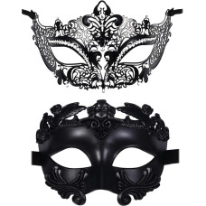 OIDEA Venetian Mask for Couples: 2 Pieces Pairs Masquerade with Sexy Lace Lace Mask Black Eye Mask Costume Carnival Cosplay Party Masquerade for Men and Women