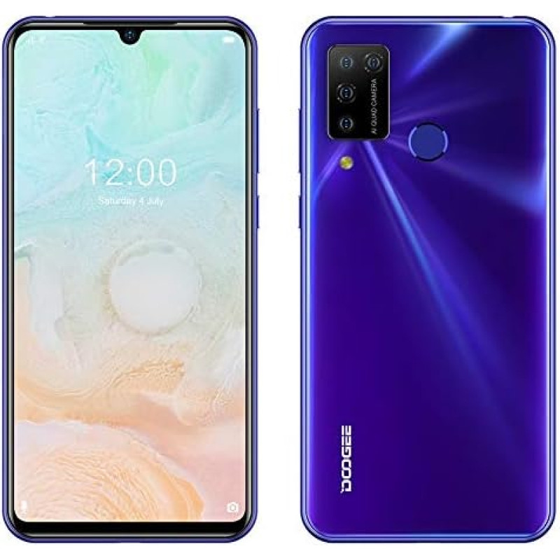 Doogee N20 Pro (6GB + 128GB) SIM Free Smartphone, Android 10 Phone, Helio P60 Octa-Core, 16 MP AI Five Camera, 6.3 inch FHD + Screen, 4400 mAh Battery, GPS, Fingerprint, Face Detection