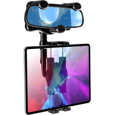 woleyi Rear View Mirror Car Tablet Holder, Truck Rear View Mirror Tablet Car Holder with Adjustable Arm [360° Rotatable & Retractable] for iPad Air Mini/Galaxy/Fire/iPhone, 4-11 Inch Mobile Phones and