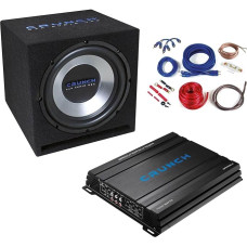 Crunch CBP1000 Bass Pack for Car with 30 cm Subwoofer 4-Channel Amplifier & Cable Kit - 300 mm Subwoofer in Housing