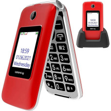 uleway 3G Senior Mobile Phone without Contract, Large Buttons, Folding Mobile Phone Button, Pensioner Mobile Phone with Buttons, Emergency Call Function, Dual SIM 2.8 Inch Display (Red)