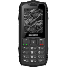 Hammer H Rock Mobile Phone without Contract, 2.4 Inch Colour Display, Robust, Mega Battery 1800 mAh, (IP68), Shockproof, Construction Site Buttons, Torch, Dual SIM, Button Mobile Phone - Black