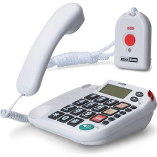 Maxcom KXT481SOS: Senior Telephone with Radio Emergency Call Transmitter and Large Buttons Extra Loud; Corded Landline Telephone with Emergency Button and Adapter Plug Home Emergency Call for Seniors