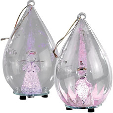 Lunartec Glass Balls: Handblown LED Glass Teardrop Ornaments, Set of 2 (Christmas Bauble Lighting, Illuminated Christmas Ball, Wireless Christmas Candles)