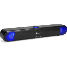 GOgroove SonaVERSE Sense Computer Speaker LED Soundbar PC - USB Powered LED Speaker for Desktop and Laptop with Colourful Mood Light Cycle, Stereo Driver, Headphones and Microphone Ports