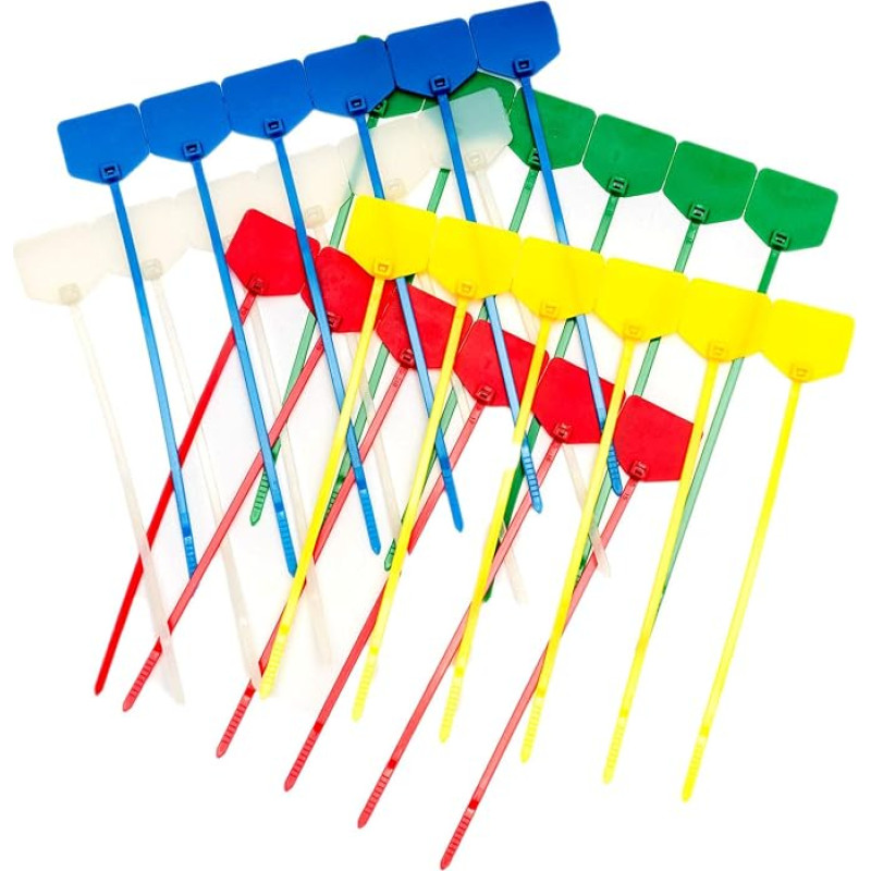 Cable Ties 180 mm Writeable with Labelling Field 18 cm (125, Green/Frost White/Red/Yellow/Blue)