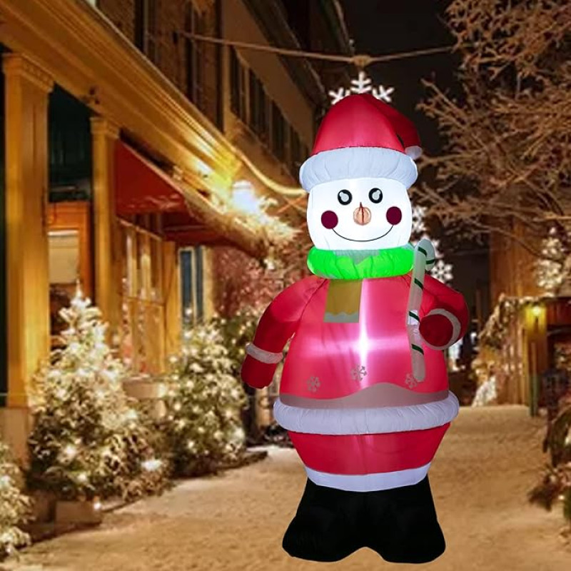 FunsLane 7.2 ft Christmas Inflatable Snowman, Giant Xmas Santa Claus Inflatable with LED Lights Fun Blow Up Xmas Snowman for Indoor Outdoor Garden Christmas Decoration