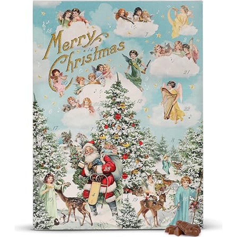 Heidel Angel Nostalgia Advent Calendar (75 g) - 24 Doors with Elegant Milk Chocolate - Nostalgic Christmas Design - Chocolate Gift for Christmas - A December Like From Childhood Days