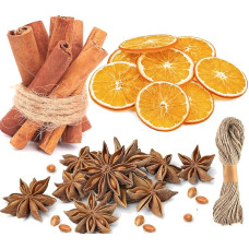 60 Pieces Christmas Wreath Making Supplies Kit - Cinnamon Sticks, Dried Orange Slices, Star Anise and Jute Twine, Christmas Tree, Christmas Craft Decorations, Natural Fragrance Diffuser