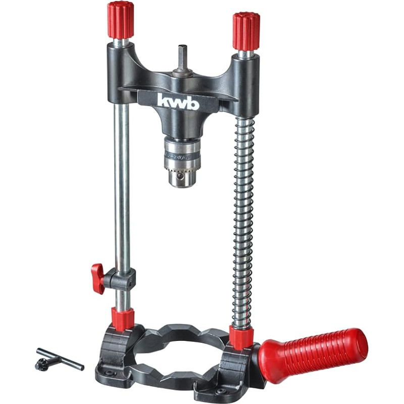 kwb Drill Stand with Drill Chuck - Mobile Drill Stand for Precise Drilling - Adjustable Angle Lock - For Surfaces and Round Workpieces
