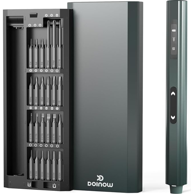 Mini Electric Screwdriver with Display, Precision Electric Screwdriver Set with 5 Torque Settings, 48-Piece S2 Magnetic Bit, LED Light, Suitable for Phone, Camera, Laptop, Watches