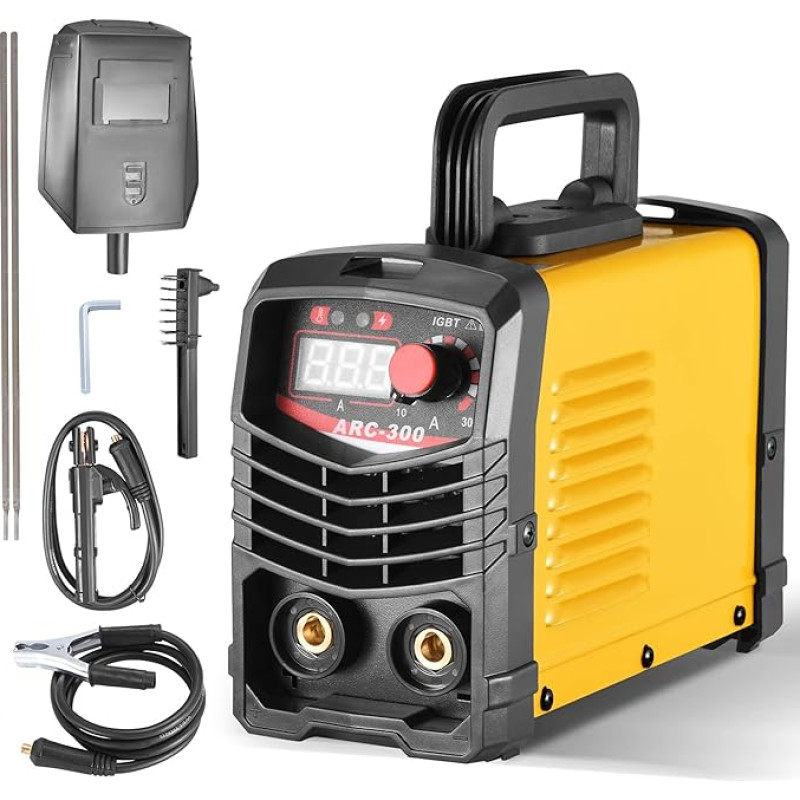 Hlieeosfcn 220 V MMA Welder, Electrode Welder 140 A, Welding Machine Electrode, Electrode Welding Machine, ARC Welder, Set with Welding Helmet, Brush, Electrode Holder, Work Clamp