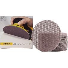 Mirka Abranet Ace HD Mesh Sanding Discs Diameter 125 mm Velcro / Grain P60 / Pack of 25 / AH23202560 / for 125 mm Eccentric and Sanding Machines / for Sanding Hard Surfaces, Wood, Spatula, Varnish,