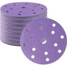 100 vnt. 150 mm 120 grūdėtumo keraminių 6 colių kabliuko ir kilpos šlifavimo diskų Profesionalūs atsitiktiniai orbitiniai šlifavimo diskai, skirti automobilių medienos metalui, metalui, plienui šlifuoti, poliruoti