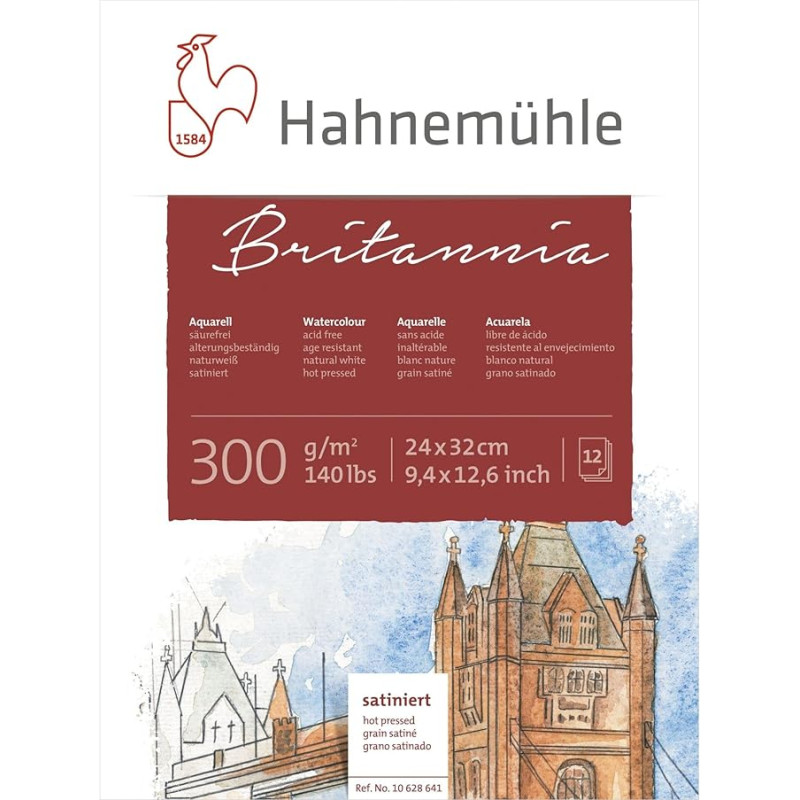 Hahnemuhle Britannia 300gsm Block - 24 x 32cm Hot Pressed