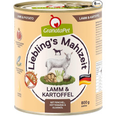 GranataPet Liebling's Mahlzeit Lamb & Potato Wet Dog Food without Grain & Sugar Supplements, Complete Food, 6 x 800 g