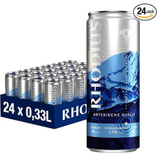 RHODIUS Mineral Water – Natural, Sparkling from the Volcanic Eifel – Rich in Valuable Minerals and Magnesium – in Practical Drinks Can Disposable (24 x 330 ml)