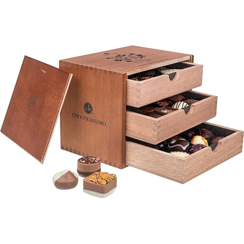 ChocoGrande - Ladies - 30 Luxury Chocolates | in a Wooden Box | Chocolate | Gift Idea | Gifts for Women | Mother | Mum | Women's Day | Valentine's Day