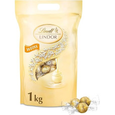 Lindt LINDOR šokolado rutuliukai, balti, apie 80, su minkštu tirpstančiu įdaru, didmeninė pakuotė, šokolado dovana, šokolado dovana, 1 kg