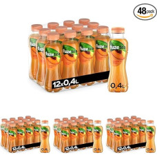 Fuze Tea Black Tea Peach - Exceptional Fusion of Black Tea and Fruity Peach Flavour - Sustainably Sourced Tea - Disposable Bottles (12 x 400 ml) (Pack of 4)