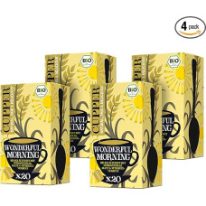 Cupper Wonderful Morning Organic Herbal Tea Mate Lemon Verbena Tea 80 Unbleached Tea Bags Eco Friendly Fair Trade Pack of 4