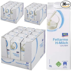 Arroo H-milk low-fat milk, 1.5 fat, durable milk, 1000 ml, pack of 36