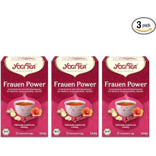 Yogi Tea - Frauenpower, Ayurvedic Organic Spice and Herbal Tea, Naturally Caffeine-Free, Angelica Root, Ginger, Hibiscus, Yogi Tea, Pack of 3, 3 x 17 Bags (51 Tea Bags Total)