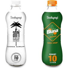 Sodapop Afri Cola Syrup without Sugar, Quick & Easy Preparation & Bluna Orange Syrup, Quick & Easy Prepared, 1 Bottle Makes 10 L Ready Drink, 500 ml