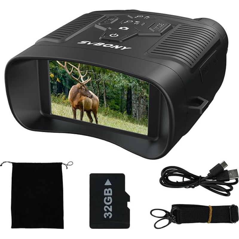 Svbony SA206 Night Vision Devices, 8X Digital Zoom Night Vision Device Binoculars 3W 850nm IR Spotlight Night Vision, 3 Inch HD 4K Video 36MP Image, Infrared Binoculars Night Vision Devices with 32GB