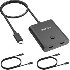 SUIDEK USB C Switch, USB C Switcher 1 in 2 Out/2 in 1 Out Support 8K @ 60Hz Video 100W PD Fast Charging, with USB C Cable and 5V 1A Power Adapter