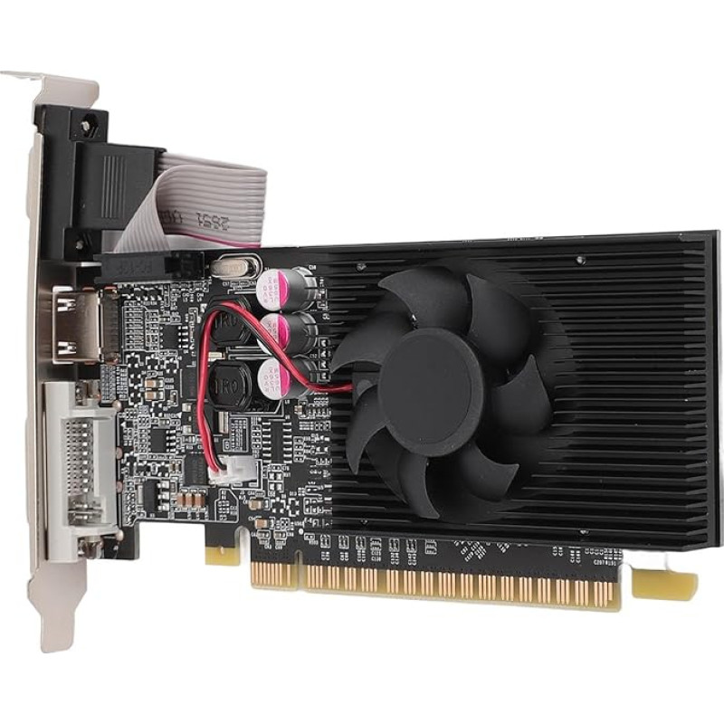 ciciglow GT710 PCI E vaizdo plokštė 2GB DDR3 64BIT PCI Express 2.0 16X stalinio kompiuterio žaidimų vaizdo plokštė Vieno ventiliatoriaus palaikymas HDMI VGA DVI prievadas Windows 10 11 7 8