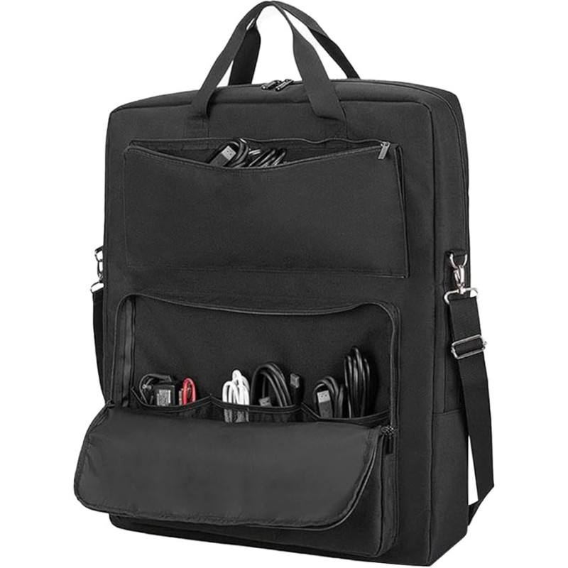 Gitekain Solar Panel Bag, Double-Layer Travel Case, Portable Waterproof Padded Nylon Organizer, Multi-Pocket Storage with Shoulder Strap for Outdoor Use, 25.51x22.01x4.49 inches, Black