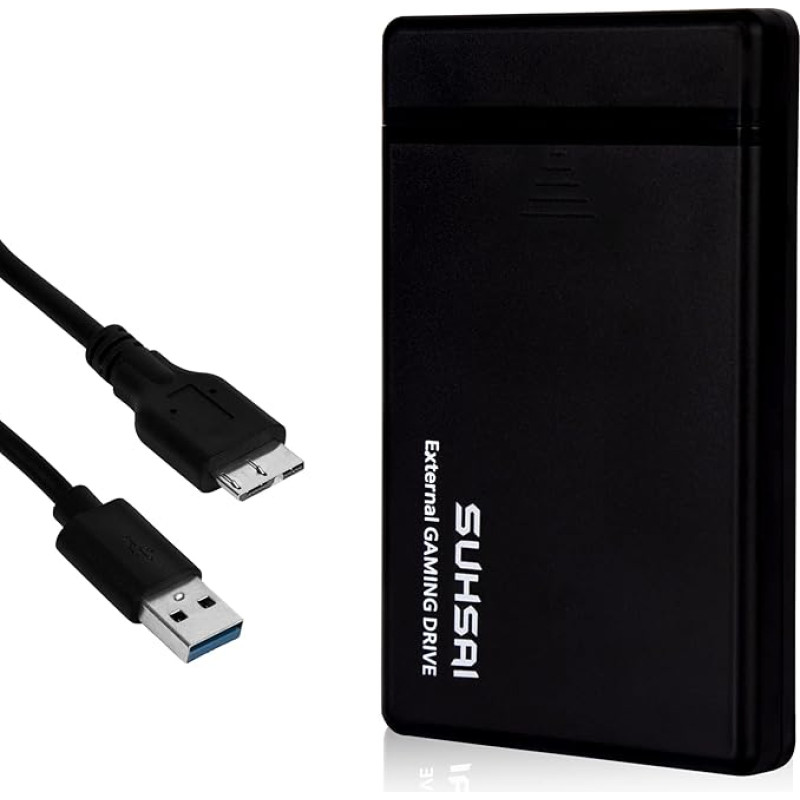 SUHSAI External Gaming Hard Drive, Portable USB 3.0 Drive, 2.5 Inch High Speed Hard Drive, Backup Drive, Suitable for PS5, PS4, PS3, PC, Android, Mac (1TB)