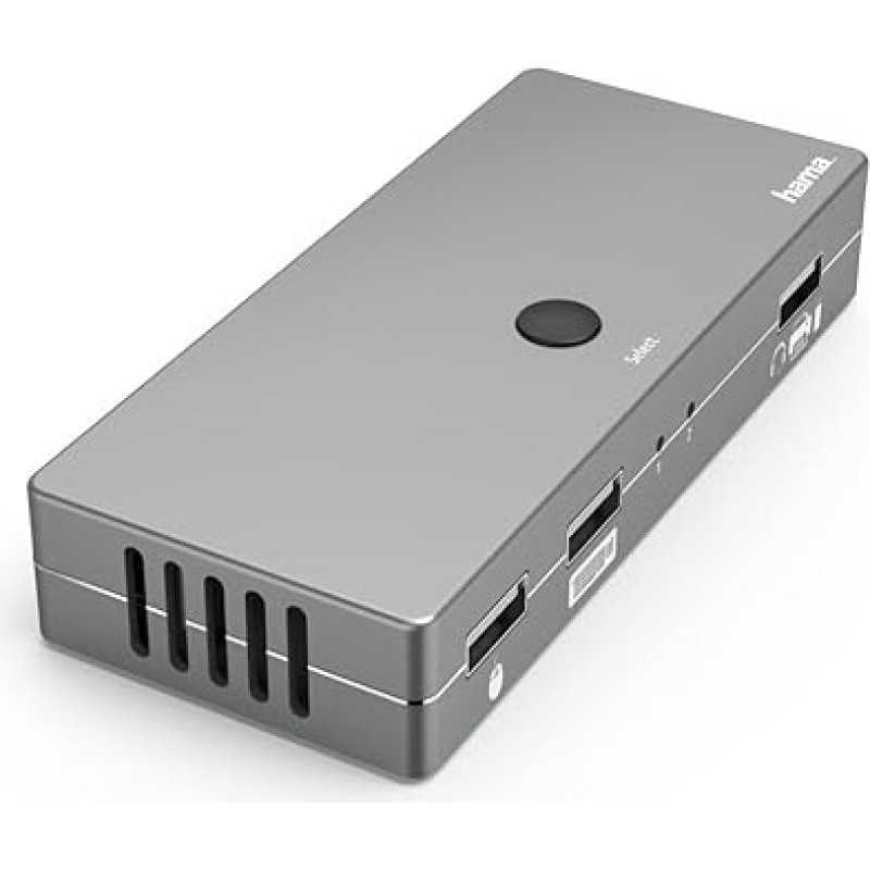 Hama KVM Switch for 2 PCs, Notebooks, Macbooks, Tablets, 4 Ports (KVM Switch for e.g. Mouse, Keyboard, Printer, USB Stick, Headset, Hard Drive, PC Switch Mouse Keyboard 3x USB, 1x HDMI)