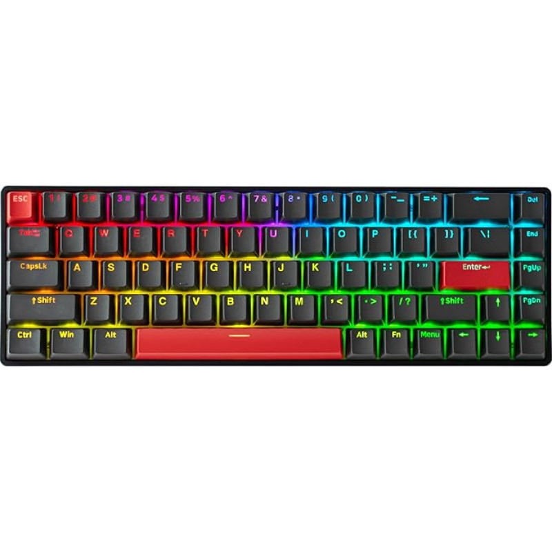 DrunkDeer G65 Rapid Trigger mechaninė klaviatūra Magnetinis jungiklis Žaidimų PBT klavišų dangteliai RGB Laidinis 65% Kompaktiškas dydis Anti-Ghosting Black